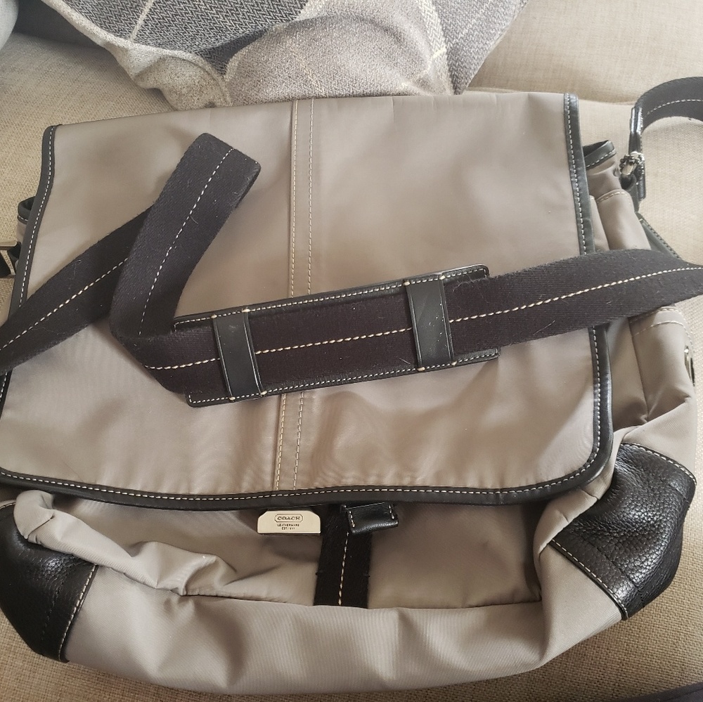 Gray coach messenger bag